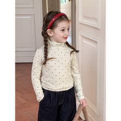 Áo Giữ Nhiệt Cổ Lọ Chấm Bi Ambbkids Cho Bé Gái Dáng Ôm Co Dãn - Thời Trang Thu Đông Hàn Quốc Mới Nhất 2024