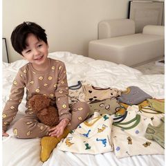 Bộ Quần Áo Ngủ Dài Tay Ambbkids Thu Đông Cho Bé Trai Bé Gái - Chất Liệu Thun Co Dãn, Size 80-150, Hình Động Vật Dễ Thương
