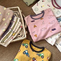 Bộ Quần Áo Ngủ Dài Tay Ambbkids Thu Đông Cho Bé Trai Bé Gái - Chất Liệu Thun Co Dãn, Size 80-150, Hình Động Vật Dễ Thương