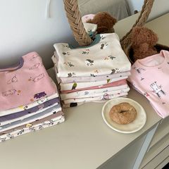 Bộ Quần Áo Ngủ Dài Tay Ambbkids Thu Đông Cho Bé Trai Bé Gái - Chất Liệu Thun Co Dãn, Size 80-150, Hình Động Vật Dễ Thương