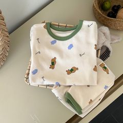 Bộ Quần Áo Ngủ Dài Tay Ambbkids Thu Đông Cho Bé Trai Bé Gái - Chất Liệu Thun Co Dãn, Size 80-150, Hình Động Vật Dễ Thương