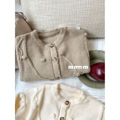 Áo Len Dệt Kim Cardigan Nụ Hoa Lá Hàn Quốc - Thời Trang Mùa Xuân Cho Bé Trai, Bé Gái, Co Dãn, Mềm Mại, Size 90-130