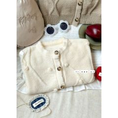 Áo Len Dệt Kim Cardigan Nụ Hoa Lá Hàn Quốc - Thời Trang Mùa Xuân Cho Bé Trai, Bé Gái, Co Dãn, Mềm Mại, Size 90-130