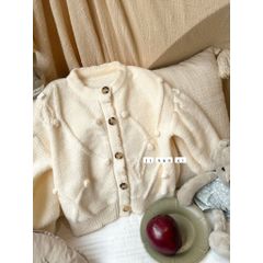 Áo Len Dệt Kim Cardigan Nụ Hoa Lá Hàn Quốc - Thời Trang Mùa Xuân Cho Bé Trai, Bé Gái, Co Dãn, Mềm Mại, Size 90-130