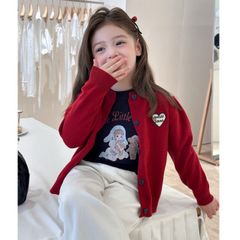 Áo Len Cardigan Trái Tim Ambbkids - Thời Trang Hàn Quốc, Mềm Mại, Co Dãn, Cho Bé Trai Bé Gái - Áo Khoác Thu Đông ấm áp
