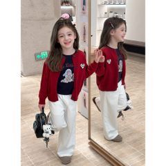 Áo Len Cardigan Trái Tim Ambbkids - Thời Trang Hàn Quốc, Mềm Mại, Co Dãn, Cho Bé Trai Bé Gái - Áo Khoác Thu Đông ấm áp