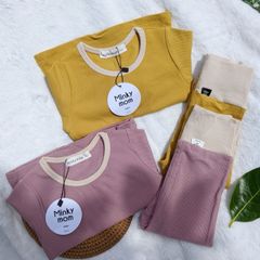 Bộ Đồ Dài Tay Len Tăm MinkyMom Cho Bé - Bộ Thời Trang Mềm Mịn Cạp Cao Thu Đông, Giữ Ấm Tuyệt Đối