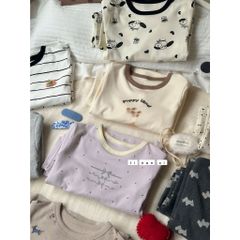Bộ Đồ Dài Tay Đẹp Cho Bé Trai/Gái Thu Đông 2024 - Chất Cotton Dệt Khung Hàn Quốc Ấm Áp và Dễ Thương