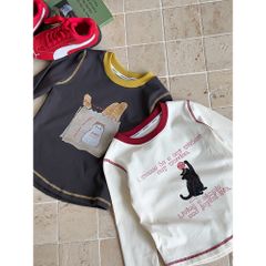Áo Thun Dài Tay Hoạt Hình Mèo Con Dễ Thương Cho Bé Gái - Phong Cách Hàn Quốc Thu Đông, Áo Croptop Ngọt Ngào Vui Tươi