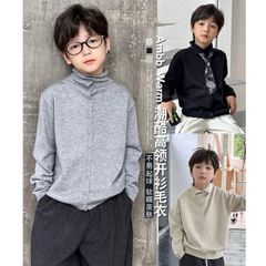 Áo Khoác Len Cardigan Có Ve Áo Cho Bé Trai - Phong Cách Thu Đông Hàn Quốc, Mềm Mại Co Dãn, Size 90-150