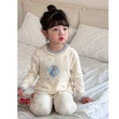 Bộ Quần Áo Dài Tay Cotton Cho Bé Gái Chất Liệu Nguyên Chất, Họa Tiết Dễ Thương - Thời Trang Mùa Đông 2025