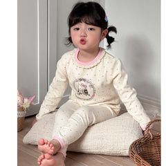 Bộ Quần Áo Dài Tay Cotton Cho Bé Gái Chất Liệu Nguyên Chất, Họa Tiết Dễ Thương - Thời Trang Mùa Đông 2025