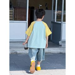 [Ambbkids] Áo Thun Cotton Dáng Lỡ Tay Phối Màu, In Chữ Thời Trang Cho Bé Trai Bé Gái Mới Nhất Hè 2025