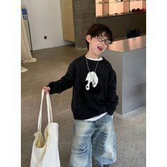Áo Len Chui Đầu Gấu Trúc Dệt Kim Dáng Rộng Cho Bé - Phong Cách Thu Đông Hàn Quốc, Mềm Mại Co Dãn ㉺