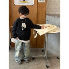 Áo Len Chui Đầu Gấu Trúc Dệt Kim Dáng Rộng Cho Bé - Phong Cách Thu Đông Hàn Quốc, Mềm Mại Co Dãn ㉺