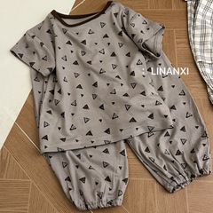Bộ Đồ Cộc Tay Quần Dài Chống Muỗi Cho Bé - Cotton Mát Mẻ Họa Tiết Dễ Thương, Thời Trang Hè 2025, Phù Hợp Với Bé Trai & Bé Gái