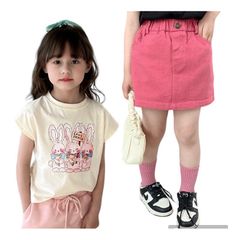 Áo Sơ Mi Thêu Hoa Tay Phồng và Chân Váy Hồng Dễ Thương Cho Bé Gái - Thời Trang Mùa Hè Năng Đ động Ambb Kids