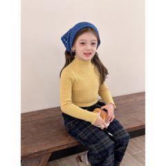Áo Len Cổ Nhún Viền Co Dãn Cho Bé Gái - Thời Trang Thu Đông Hàn Quốc AMBBKIDS - Chất Liệu Dày Dặn, Nhiều Size 90-150