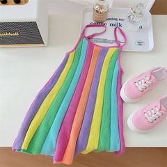 [2024] Váy 2 Dây Dệt Kim Hoạ Tiết Cầu Vồng, Rainbow Cho Bé Gái Mùa Hè 2024 Mới Thoáng Mát, Nổi Bật Đi Du Lịch, Đi Chơi