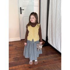 Áo Gile Len Dệt Kim Ngắn Ambbkids Cho Bé Gái - Phong Cách Thu Đông Hàn Quốc Ngọt Ngào, Nhiều Lớp, Size 90-150