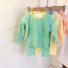 Bộ Dài Tay Kẻ Caro Hàn Quốc Cho Bé - Thời Trang Thu Đông Cao Cấp Dễ Thương Cho Bé Trai & Bé Gái 100% Cotton Mềm Mại