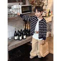 Áo Len Cardigan Nhung Thỏ Thêu Chữ Mot Amote Dáng Rộng Cho Bé - Thời Trang Thu Đông Hàn Quốc Ambbkids Size 90-150