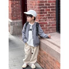 Áo Len Cardigan Nhung Thỏ Thêu Chữ Mot Amote Dáng Rộng Cho Bé - Thời Trang Thu Đông Hàn Quốc Ambbkids Size 90-150