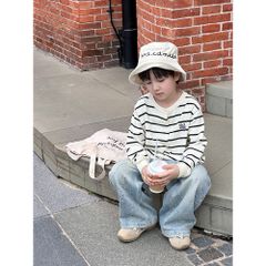 Áo Len Cardigan Nhung Thỏ Thêu Chữ Mot Amote Dáng Rộng Cho Bé - Thời Trang Thu Đông Hàn Quốc Ambbkids Size 90-150