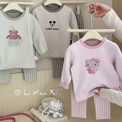 [Linanxi] Bộ Quần Áo Nỉ Dài Tay Mặc Nhà Hoạt Hình Dễ Thương Cho Bé Trai, Bé Gái Mẫu Mới Thu Đông 2025