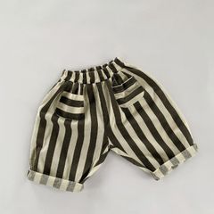 Quần Sọc Cá Tính Mùa Hè 2023 Mới Bé Trai Và Bé Gái Quần Cotton Mỏng Đơn Giản Nhật Bản và Hàn Quốc