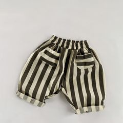 Quần Sọc Cá Tính Mùa Hè 2023 Mới Bé Trai Và Bé Gái Quần Cotton Mỏng Đơn Giản Nhật Bản và Hàn Quốc