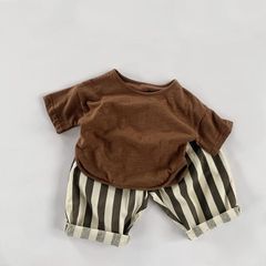 Quần Sọc Cá Tính Mùa Hè 2023 Mới Bé Trai Và Bé Gái Quần Cotton Mỏng Đơn Giản Nhật Bản và Hàn Quốc