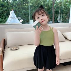 Áo 2 Dây Chéo Lưng Hàn Quốc Cho Bé Gái Mùa Hè 2024 - Phong Cách Năng Động, Tươi Mát, Đủ Màu Sắc