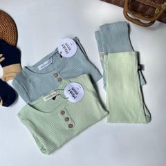 Bộ Đồ Dài Tay 3 Cúc Thun Gân MinkyMom Chính Hãng - Chất Liệu Cotton Mềm Mại, An Toàn Cho Bé, Phong Cách Thời Trang Trẻ Em