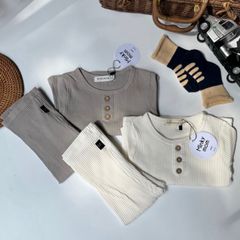Bộ Đồ Dài Tay 3 Cúc Thun Gân MinkyMom Chính Hãng - Chất Liệu Cotton Mềm Mại, An Toàn Cho Bé, Phong Cách Thời Trang Trẻ Em