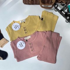 Bộ Đồ Dài Tay 3 Cúc Thun Gân MinkyMom Chính Hãng - Chất Liệu Cotton Mềm Mại, An Toàn Cho Bé, Phong Cách Thời Trang Trẻ Em
