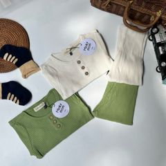 Bộ Đồ Dài Tay 3 Cúc Thun Gân MinkyMom Chính Hãng - Chất Liệu Cotton Mềm Mại, An Toàn Cho Bé, Phong Cách Thời Trang Trẻ Em