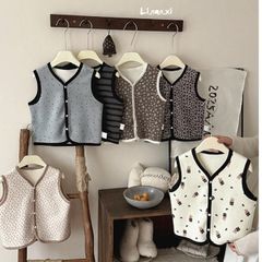Áo Gile Nhung Lông Cừu Linanxi - Gile Đa Năng Giữ Ấm, Kiểu Dáng Hàn Quốc Cho Bé Trai, Bé Gái, Size 90-130