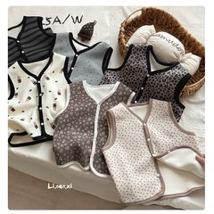 Áo Gile Nhung Lông Cừu Linanxi - Gile Đa Năng Giữ Ấm, Kiểu Dáng Hàn Quốc Cho Bé Trai, Bé Gái, Size 90-130