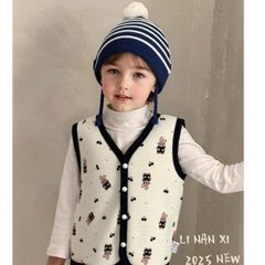 Áo Gile Nhung Lông Cừu Linanxi - Gile Đa Năng Giữ Ấm, Kiểu Dáng Hàn Quốc Cho Bé Trai, Bé Gái, Size 90-130