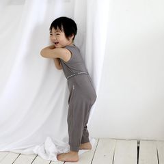 MINKYMOM 2023 Bộ Ba Lỗ Tăm Quần Dài Bo Gấu Co Dãn, Thấm Hút, Thoáng Mát Cho Bé Trai Gái - Trang Phục Hè Đáng Yêu