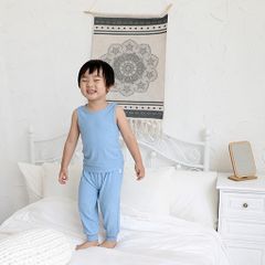 MINKYMOM 2023 Bộ Ba Lỗ Tăm Quần Dài Bo Gấu Co Dãn, Thấm Hút, Thoáng Mát Cho Bé Trai Gái - Trang Phục Hè Đáng Yêu