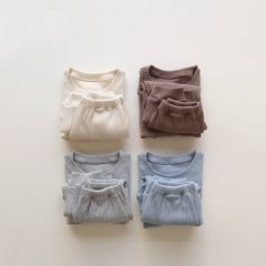 Bộ Đồ Thun Gân Bé Trai/Gái Peekaboo - Chất Liệu Cotton Mềm Mại, Phong Cách Hàn Quốc Dễ Thương, Thoáng Mát Cho Mùa Thu Đông