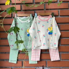 Bộ Dài Tay Cotton Họa Tiết Đáng Yêu Cho Bé - Thời Trang Thu Đông Siêu Xinh 2023, Đủ Size 1-6 Tuổi, Thoải Mái Chơi Đùa
