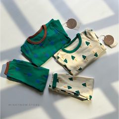 Bộ Đồ Dài Tay Phong Cách Hàn Quốc Cho Bé Trai Gái - Bộ Quần Áo Mặc Nhà Đi Học Thu Đông Chất Cotton Cao Cấp