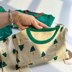 Bộ Đồ Dài Tay Phong Cách Hàn Quốc Cho Bé Trai Gái - Bộ Quần Áo Mặc Nhà Đi Học Thu Đông Chất Cotton Cao Cấp