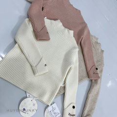 [Ảnh thật]-Áo Len Cổ 3 Phân, Lật Gấu Tay Điệu Đà Dáng Ôm Co Dãn Mềm Mại Cho Bé Gái Phong Cách Thu Đông Hàn Quốc 2024