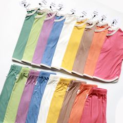 Bộ Quần Áo Thun Tăm Nhẹ Mát Thái Lan Phong Cách Nhật Bản Cho Bé - Dài Tay Cộc, Chống Muỗi, Dáng Rộng, Mùa Hè 2024