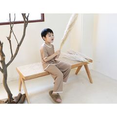 Bộ Quần Áo Thun Tăm Nhẹ Mát Thái Lan Phong Cách Nhật Bản Cho Bé - Dài Tay Cộc, Chống Muỗi, Dáng Rộng, Mùa Hè 2024