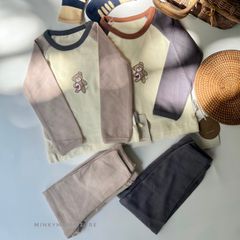 Bộ Đồ Dài Tay Thu Đông Hàn Quốc Cho Bé Trai Gái - Bộ Quần Áo Mặc Nhà Đi Học, Chất Cotton Dày Dạn, Ấm Áp Mùa Lạnh